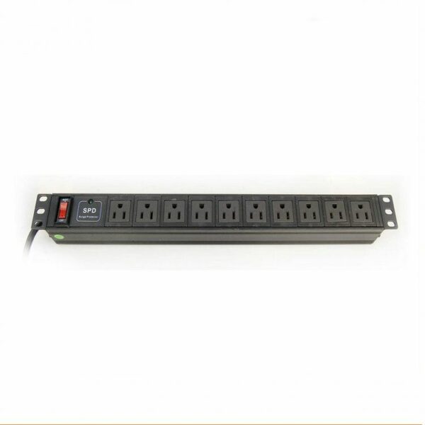 USA type 10 ways PDU sockets with switch and 1-LED surge protector